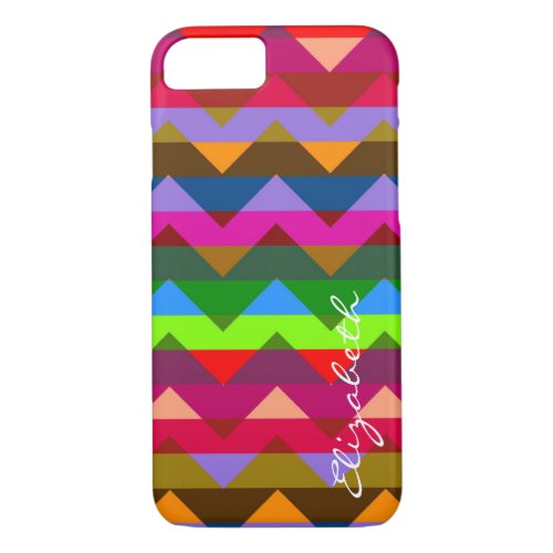 Colorful Chevron Retro Stripes Monogram 7 iPhone 87 Case