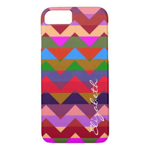 Colorful Chevron Retro Stripes Monogram 8 iPhone 87 Case