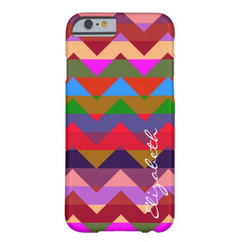 Colorful Chevron Retro Stripes Monogram 8 Barely There iPhone 6 Case