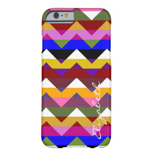 Colorful Chevron Retro Stripes Monogram 9 Barely There iPhone 6 Case