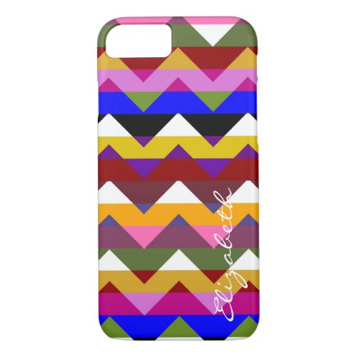 Colorful Chevron Retro Stripes Monogram 9 iPhone 87 Case