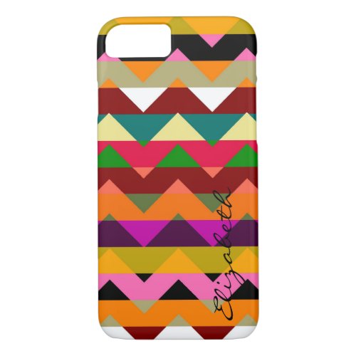 Colorful Chevron Retro Stripes Monogram iPhone 87 Case