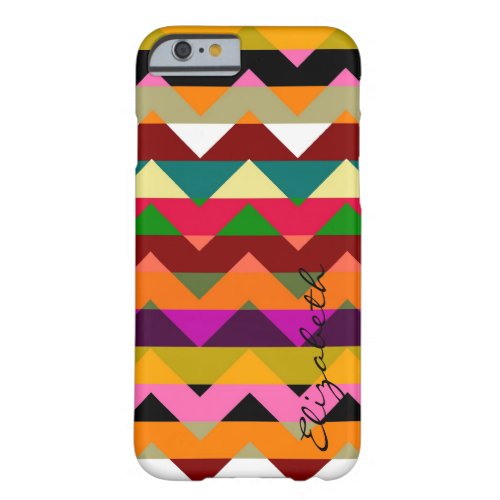 Colorful Chevron Retro Stripes Monogram Barely There iPhone 6 Case