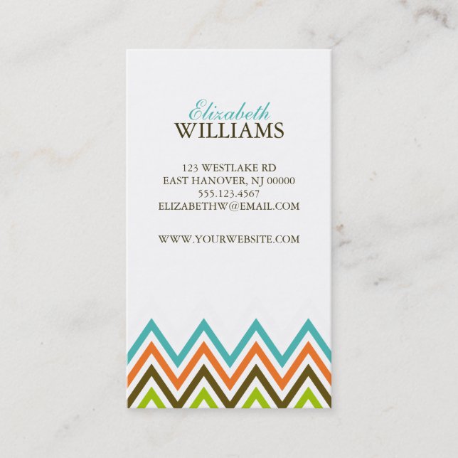 Colorful Chevron Stripes Business Card (Front)