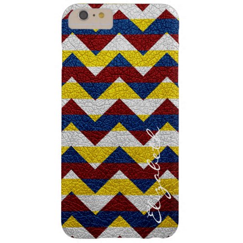 Colorful Chevron Stripes Monogram 16 Barely There iPhone 6 Plus Case