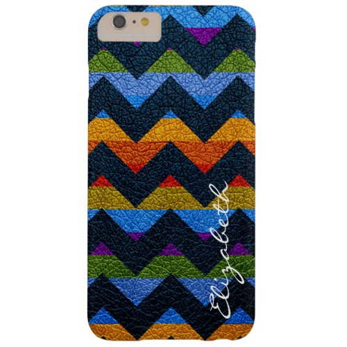 Colorful Chevron Stripes Monogram 9 Barely There iPhone 6 Plus Case