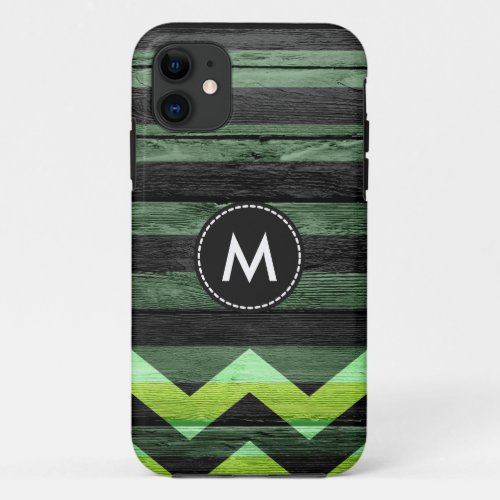 Colorful Chevron Stripes On Wood 13 iPhone 11 Case