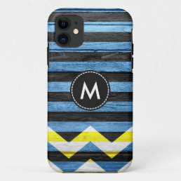 Colorful Chevron Stripes On Wood #6 iPhone 11 Case