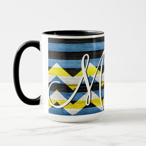 Colorful Chevron Stripes On Wood 6 Mug