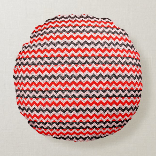 Colorful Chevron Stripes Round Pillow (Front)