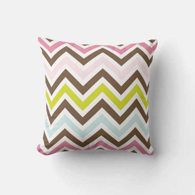 Colorful Chevron Stripes Throw Pillow (Front)