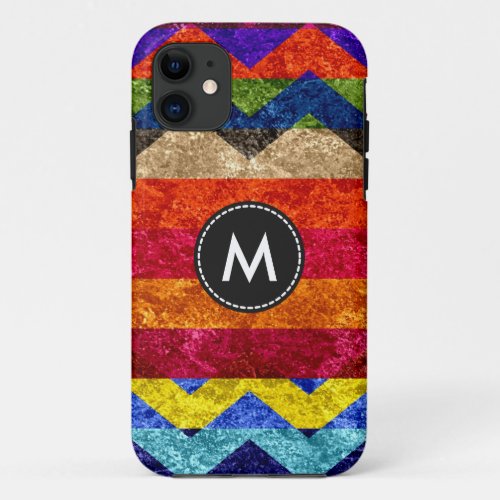 Colorful Chevron Stripes Vintage 12 iPhone 11 Case