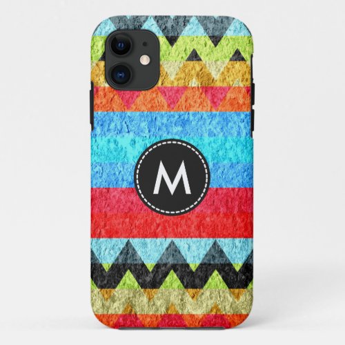 Colorful Chevron Stripes Vintage 2 iPhone 11 Case