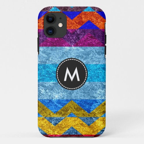 Colorful Chevron Stripes Vintage 3 iPhone 11 Case