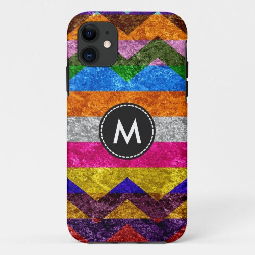 Colorful Chevron Stripes Vintage 7 iPhone 11 Case