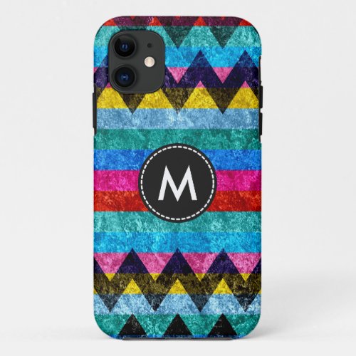 Colorful Chevron Stripes Vintage 8 iPhone 11 Case