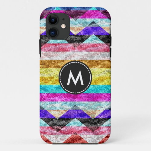 Colorful Chevron Stripes Vintage 9 iPhone 11 Case