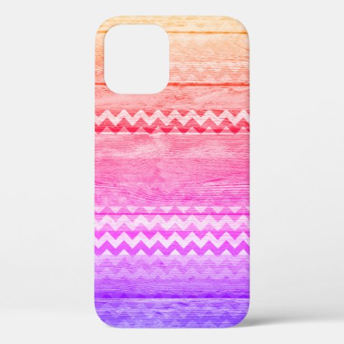 Colorful Chevron Stripes Wood Look 2 iPhone 12 Pro Case