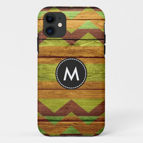 Colorful Chevron Stripes Wood Vintage 4 iPhone 11 Case
