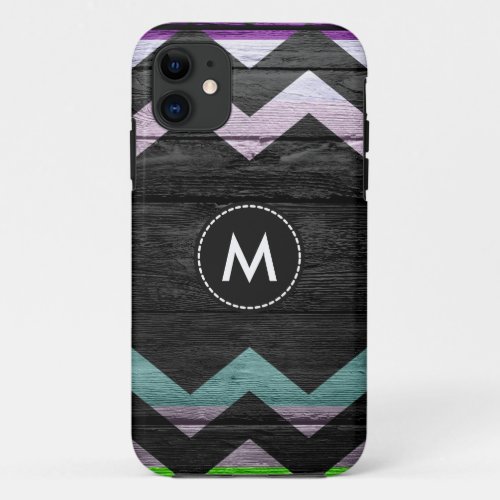 Colorful Chevron Stripes Wood Vintage 8 iPhone 11 Case