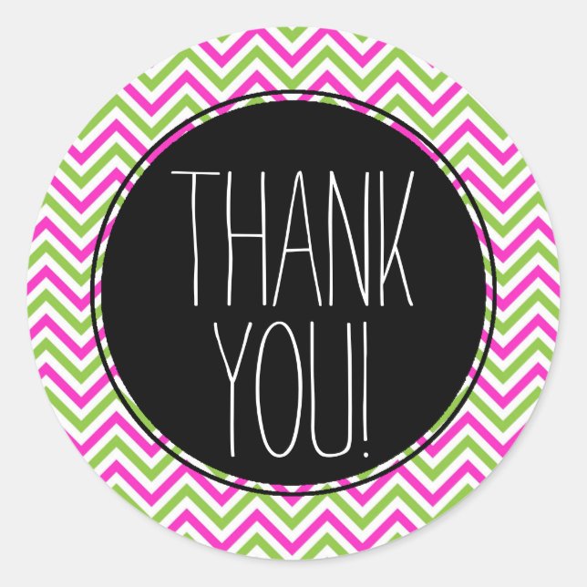 Colorful Chevron Thank You Sticker (Front)