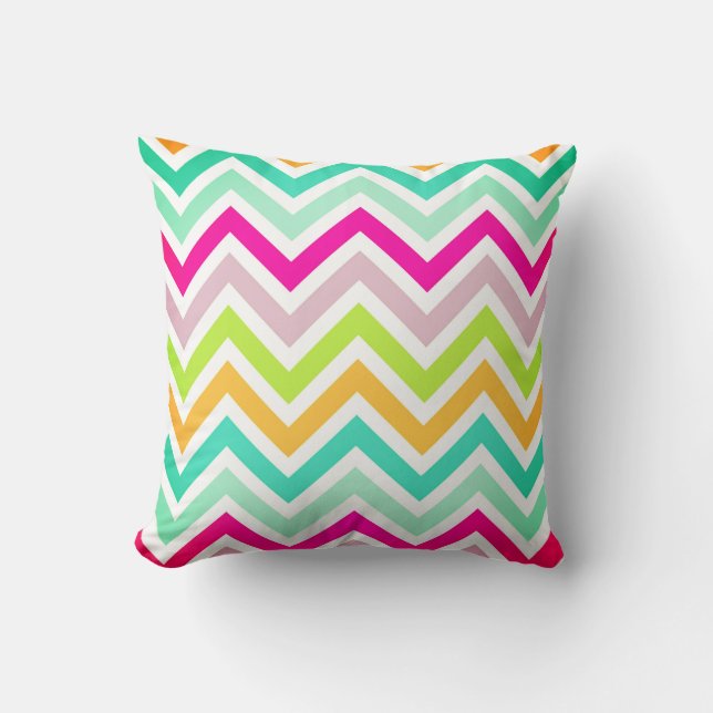 Colorful Chevron Throw Pillow (Front)