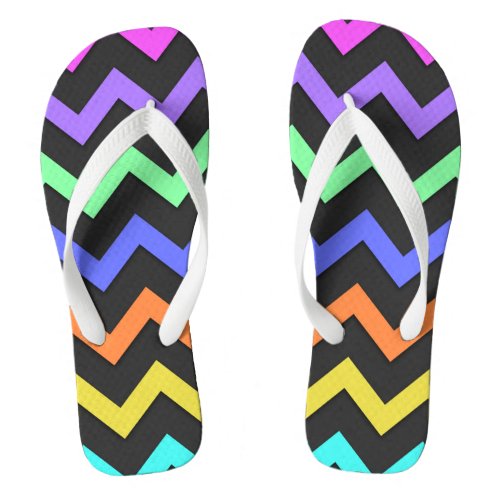 Colorful Chevron Vibrant Cool Summer Fun Pattern Flip Flops