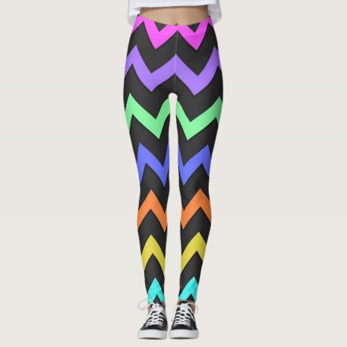 Colorful Chevron Vibrant Cool Summer Fun Pattern Leggings