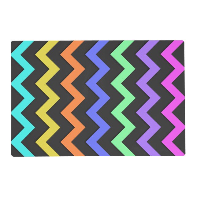 Colorful Chevron Vibrant Cool Summer Fun Pattern Placemat (Front)