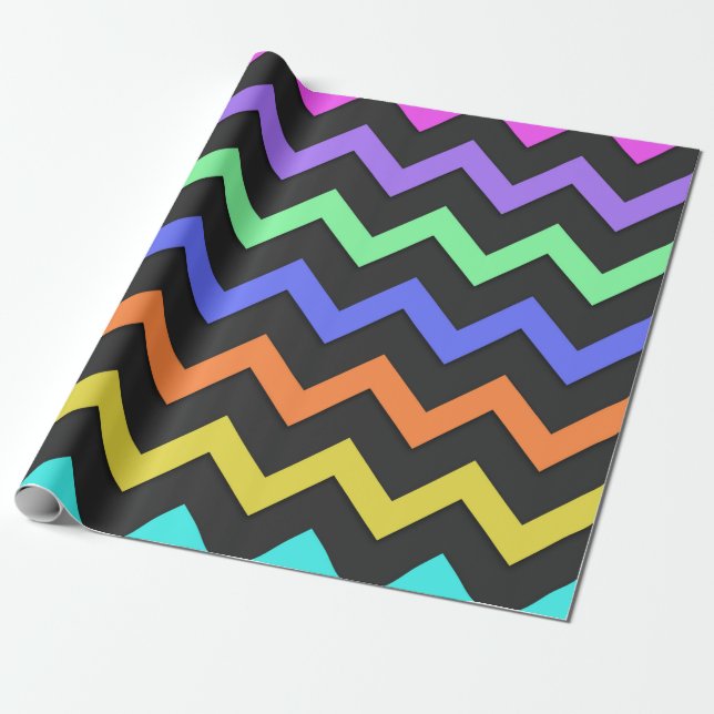 Colorful Chevron Vibrant Cool Summer Fun Pattern Wrapping Paper (Unrolled)