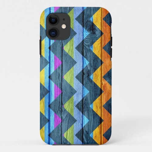 Colorful Chevron Wood Abstract 2 iPhone 11 Case