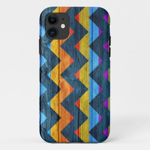 Colorful Chevron Wood Abstract 3 iPhone 11 Case