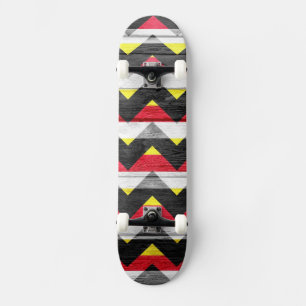 Colorful Chevron Wood Abstract #3 Skateboard