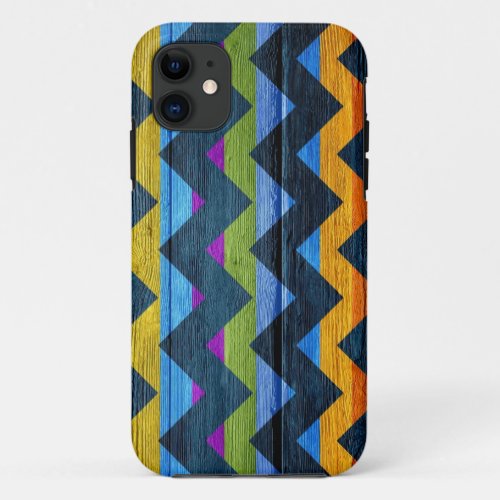 Colorful Chevron Wood Abstract 4 iPhone 11 Case