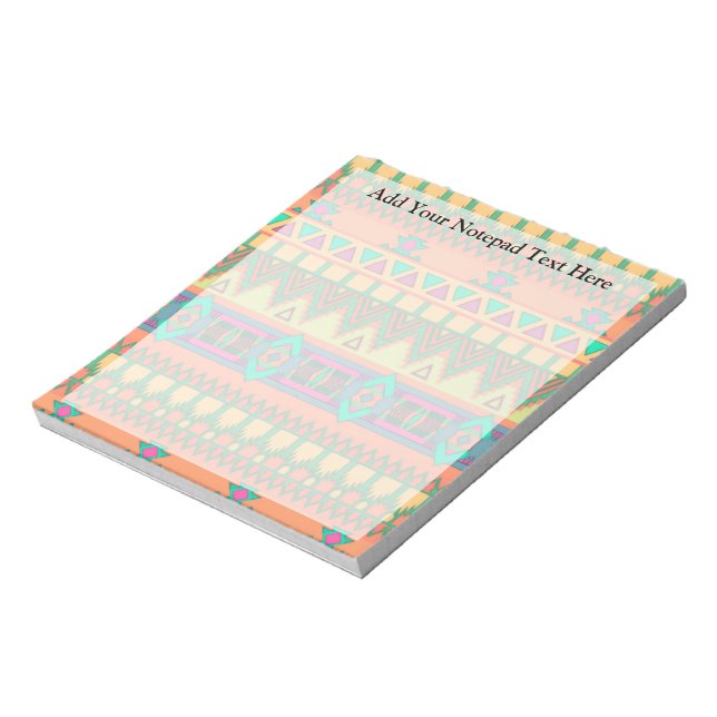 Colorful Chevron Zig Zag Tribal Aztec Ikat Pattern Notepad (Rotated)