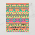 Colorful Chevron Zig Zag Tribal Aztec Ikat Pattern Postcard