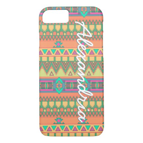 Colorful Chevron Zig Zag Tribal Aztec Pattern Girl iPhone 87 Case