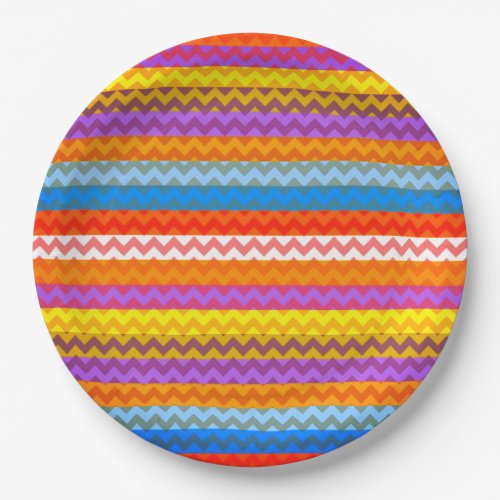 Colorful Chevron Zigzag Pattern 55 Paper Plates