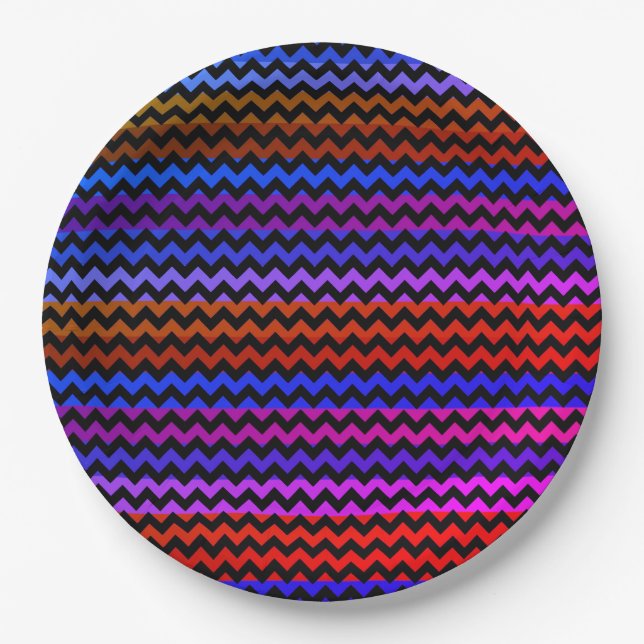 Colorful Chevron Zigzag Pattern #99 Paper Plates (Front)