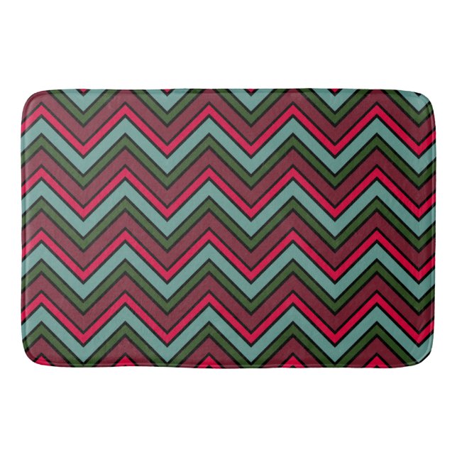 Colorful chevron zigzag pattern bath mat (Front)