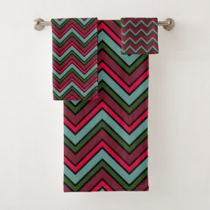 Colorful chevron zigzag pattern bath towel set