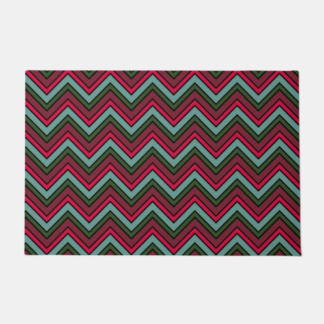 Colorful chevron zigzag pattern doormat (Front)