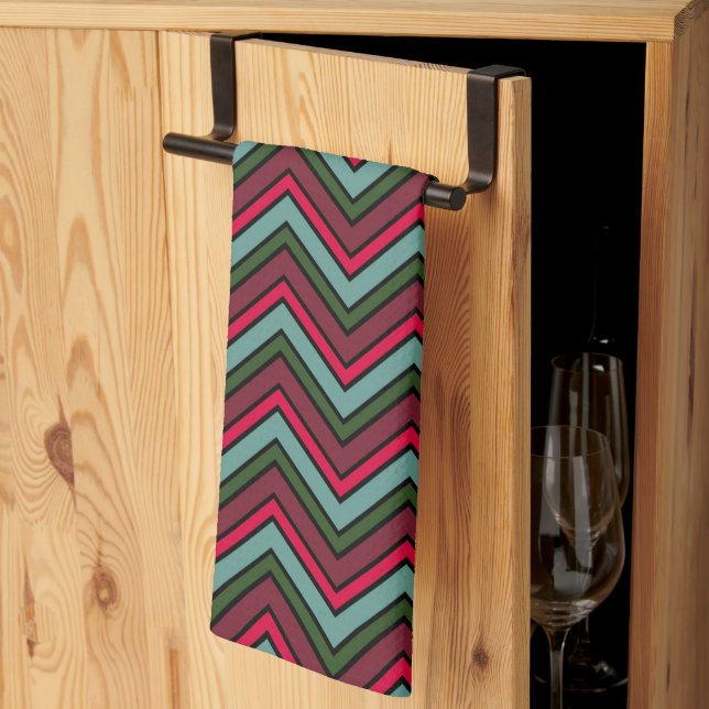 Colorful chevron zigzag pattern kitchen towel (Thirds Fold)