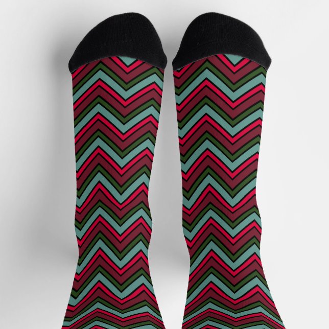 Colorful chevron zigzag pattern socks (Top)