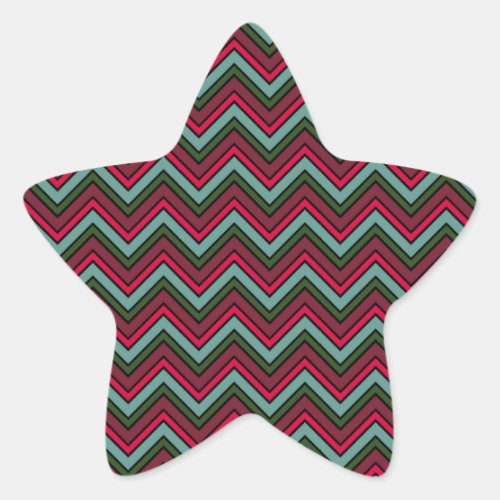 Colorful chevron zigzag pattern star sticker