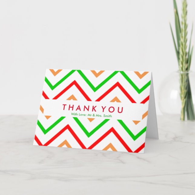 Colorful Chevron Zigzag Pattern Thank You Card (Front)