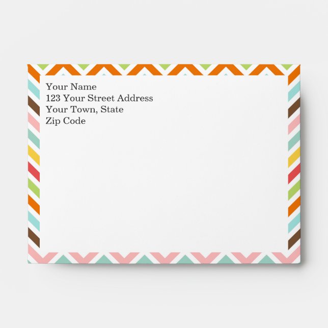 Colorful Chevron Zigzag Stripes Pattern Envelope (Front)