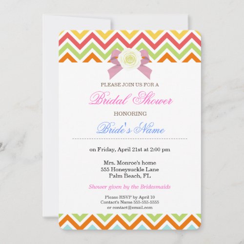 Colorful Chevron Zigzag Stripes Pattern Invite
