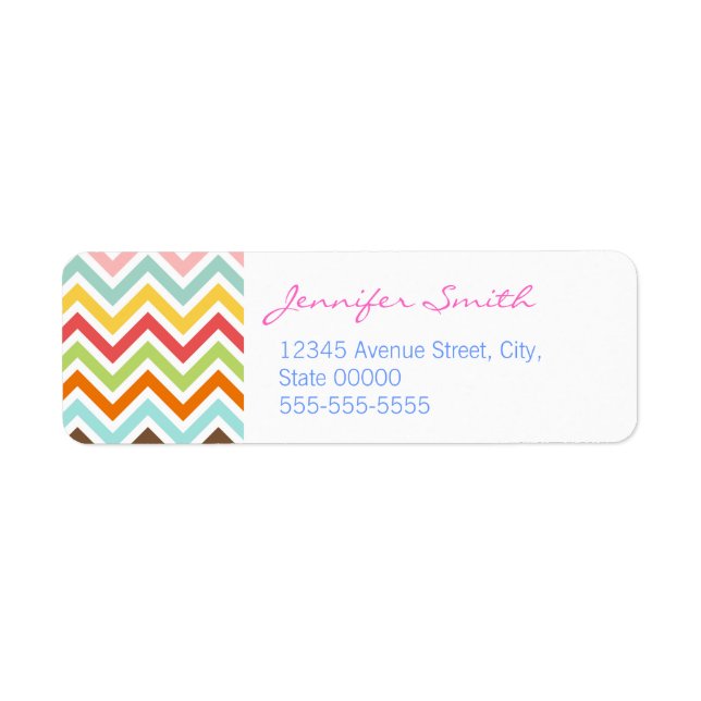 Colorful Chevron Zigzag Stripes Pattern Label (Front)