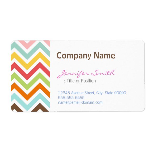 Colorful Chevron Zigzag Stripes Pattern Label (Front)